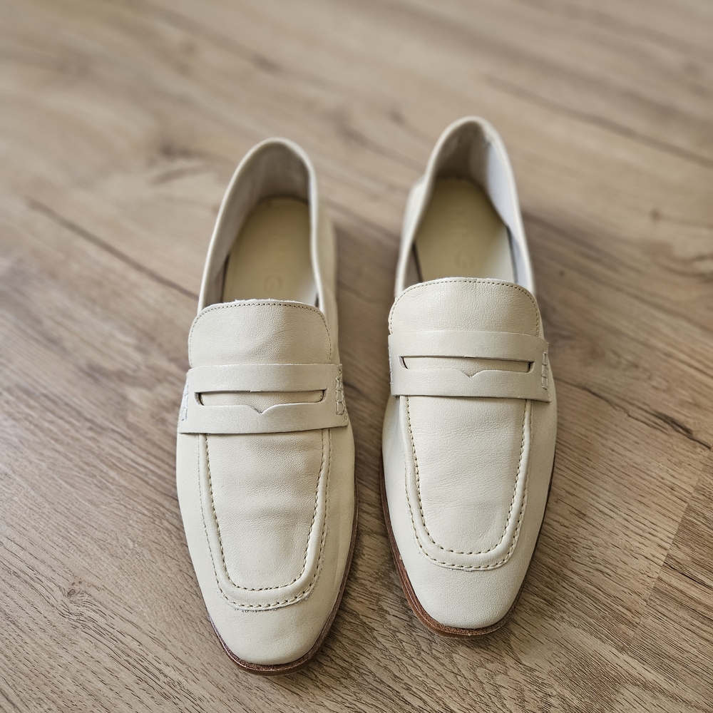 Mango Cream Leather Loafers